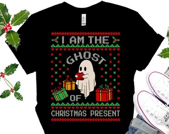 Ugly Christmas Sweater Women Funny Ghost Christmas Shirt Spooky Christmas TShirt Scary Merry Creepy Christmas Goth Christmas Party Shirt