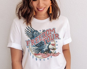 USA Eagle Flag Distressed Tee 4th of July Shirt USA Flag Shirt American Flag Independence Day Gift Freedom Shirt Women Patriotic America Tee