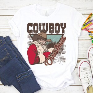 Cowboy Christmas Shirt Kids Western Christmas Shirt Vintage Rodeo Santa Shirt for Kids Texas Country Music Shirt Howdy Christmas Shirts Kids