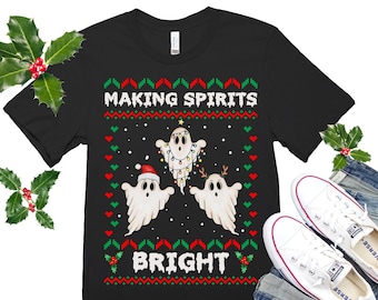 Goth Christmas Shirt Ugly Christmas Sweater Funny Ghost Christmas Shirt Spooky Christmas Party Shirt Gothic Creepy Christmas Shirt