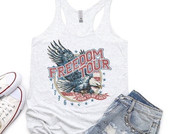 USA Eagle Flag Distressed Tank Top 4th of July Shirt USA Flag Shirt American Flag Independence Day Gift Freedom Shirt Women Patriotic Tank