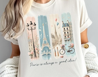 Paris France Shirt Paris Shirt Comfort Colors Shirt Paris Lover Gift Souvenir Shirt French Gift Paris Trip Shirt Brushstroke Paris Vacation