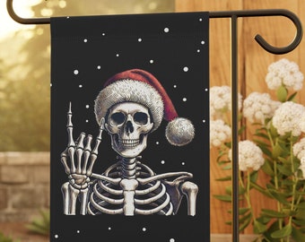 Skeleton Christmas Flag Spooky Christmas Garden Flag Goth Garden Flag Creepy Christmas Decoration Gothic Holiday Decor Winter Garden Flag