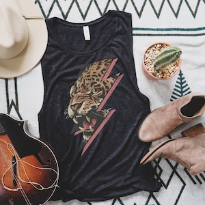 Rock and Roll Shirt Vintage Tiger Shirt Get em Tiger Heavy Metal Music Festival Tank Top Rocker Chick Tank Cool Girl Shirt Feminist Shirt