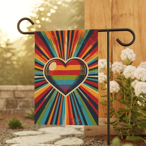 LGBTQ Pride Flag Gay Pride Valentines Day Garden Flag Rainbow Flag Love is Love Yard Decoration Lesbian Valentines Day Yard Flag Gay Rights