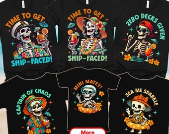 Skeleton Family Cruise Shirts Funny Matching Cruise Outfits Tropical Vacation Shirt Summer Skeleton Shirts for Groups Best Friend Cruise Tee