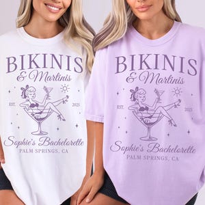 Bikinis and Martinis Bachelorette Shirt Custom Beach Bachelorette Party Tee Comfort Colors Luxury Bach Trip Shirt Martini Bachelorette Shirt