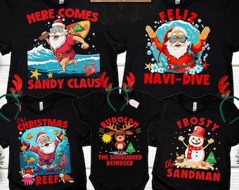 Beach Family Christmas Shirts Tropical Christmas Shirts Matching Family Christmas Pajamas Nautical Christmas Funny Santa Island Life Shirts