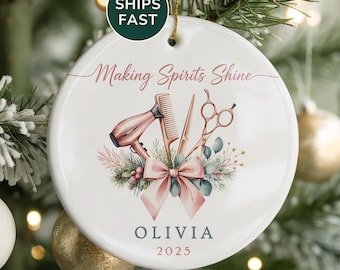 Hairstylist Ornament Personalized Hairdresser Ornament Hair Salon Gift Custom Stylist Christmas Keepsake Salon Gift Cosmetology Ornament