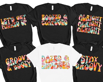 Dazed and Engaged Bachelorette Party Shirts Groovy Bachelorette Party Shirts 70s Retro Bachelorette Groovy and Boozy Hippie Bridal Party