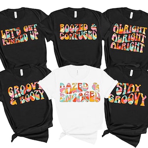 Dazed and Engaged Bachelorette Party Shirts Groovy Bachelorette Party Shirts 70s Retro Bachelorette Groovy and Boozy Hippie Bridal Party