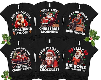 Black Santa Claus Matching Family Christmas Shirts African American Most Likely to Christmas Shirts Brown Santa Funny Family Christmas Shirt