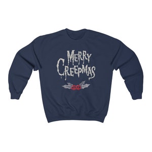 Gothic Christmas Sweatshirt Merry Creepmas Shirt Spooky Christmas Shirt Creepy Holiday Shirt Alternative Christmas Shirt Dark Christmas Tee image 6