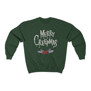 Gothic Christmas Sweatshirt Merry Creepmas Shirt Spooky Christmas Shirt Creepy Holiday Shirt Alternative Christmas Shirt Dark Christmas Tee image 5