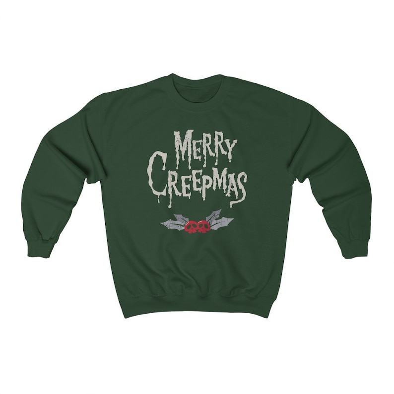 Gothic Christmas Sweatshirt Merry Creepmas Shirt Spooky Christmas Shirt Creepy Holiday Shirt Alternative Christmas Shirt Dark Christmas Tee image 5