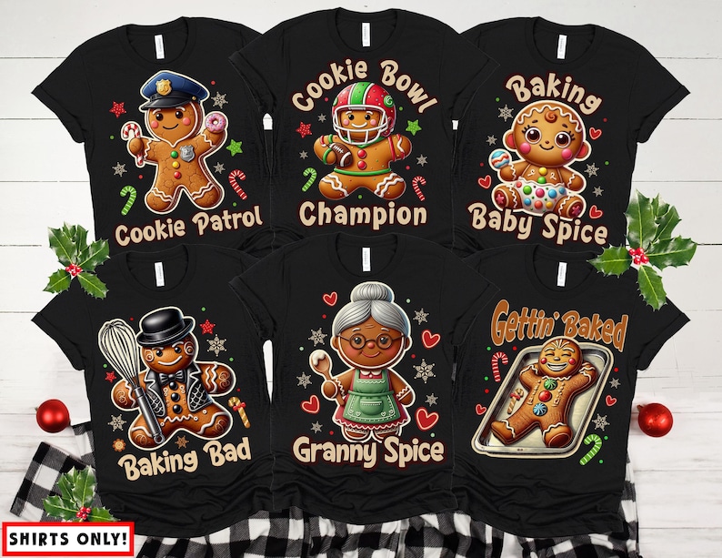 Family Group Gingerbread Shirts Christmas Gingerbread Cookie Shirts Cookie Lover Shirt Christmas Baking Shirts Funny Christmas Party Shirts image 7
