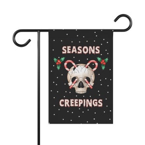 Decoración navideña gótica, bandera navideña gótica espeluznante para jardín, bandera navideña oscura y espeluznante, esqueleto de escalofríos para las estaciones, decoración navideña para el hogar imagen 5