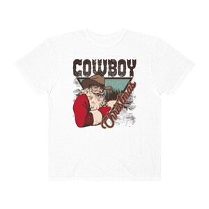Comfort Colors® Shirt Howdy Shirt Retro Cowboy Christmas Shirt Vintage Rodeo Santa Shirt Western Christmas Shirt Texas Country Music Shirt White