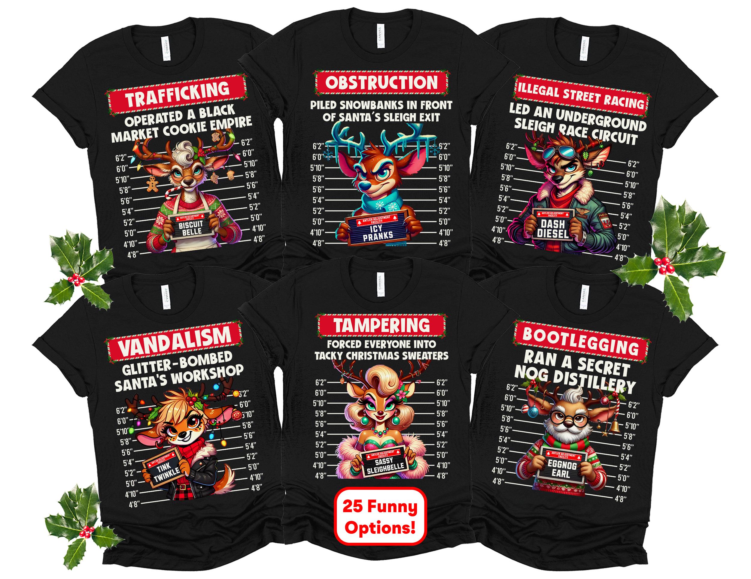Family Group Christmas Shirts Matching Christmas Shirts Inmate Correctional Shirts Matching Family Christmas Shirts Reindeer Christmas Shirt