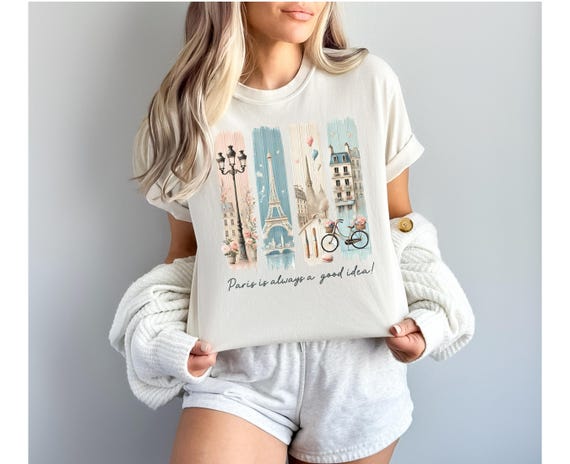 Paris France Shirt Paris Shirt Comfort Colors Shirt Paris Lover Gift Souvenir Shirt French Gift Paris Trip Shirt Brushstroke Paris Vacation