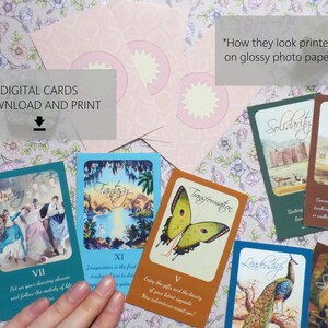 Printable Oracle Tarot Cards, Digital Download, Vintage Divination Cards, Set of 30, Channeled ...