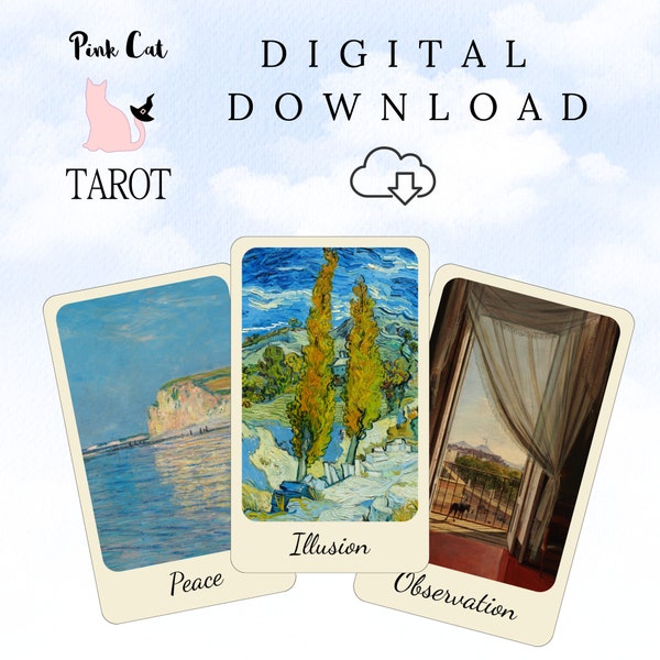 Printable Oracle Tarot Cards, Digital Download, Art Gallery Divination Cards, Set of 36, Paintings Oracle, Advice & Guidance from Spirit