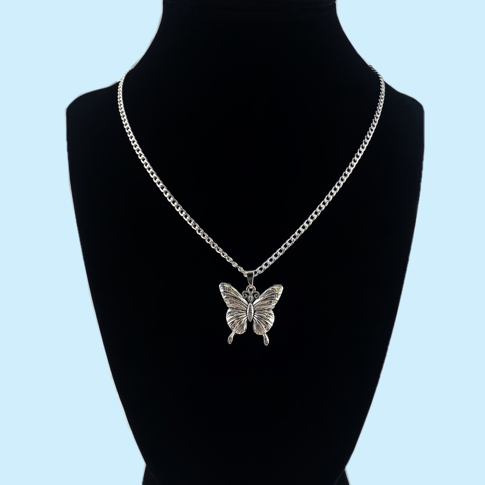 Silver butterfly chain necklace Clearance