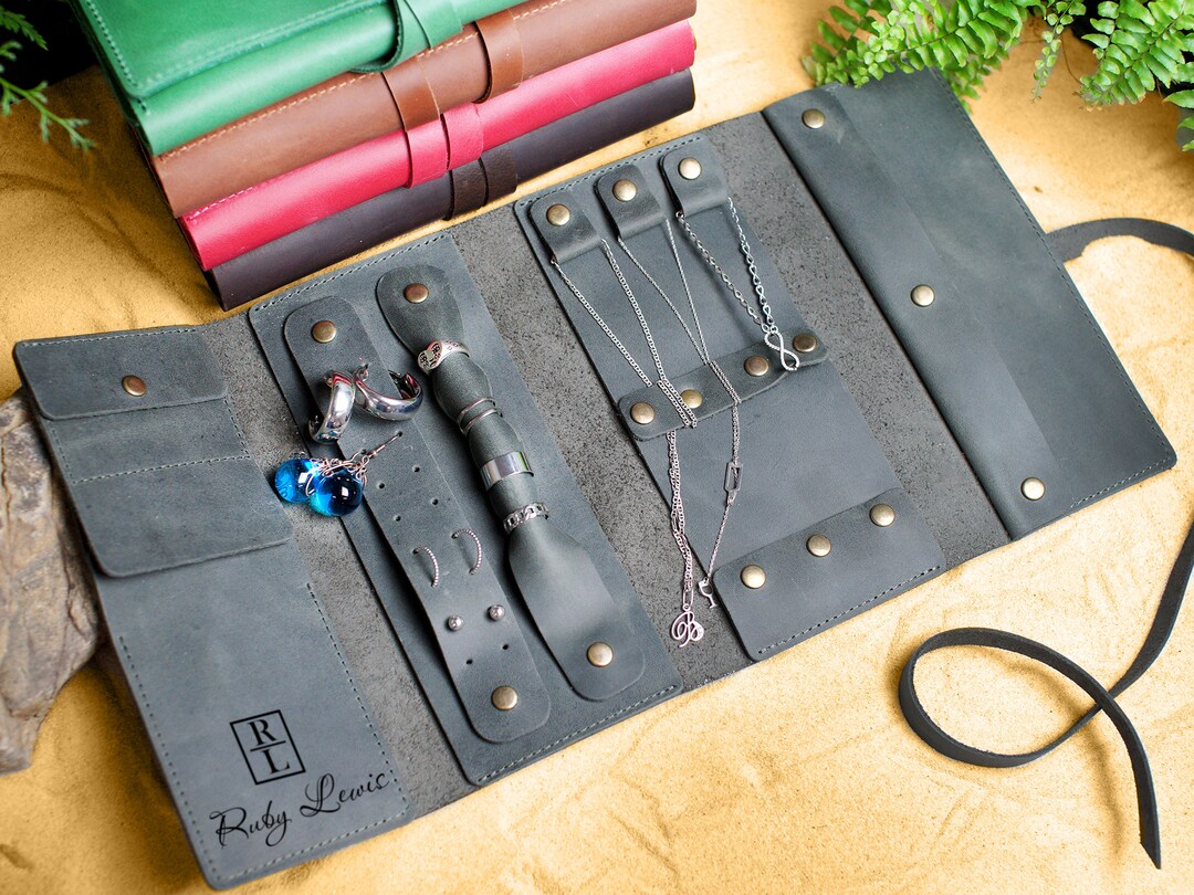 Travel Jewelry Case Leather Roll Jewelry Storage Etsy