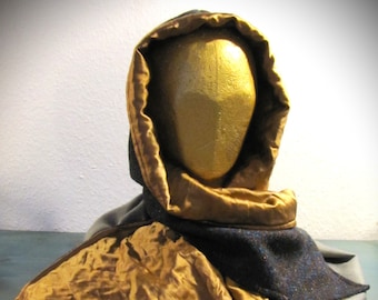 Upcycled wool blend hooded scarf