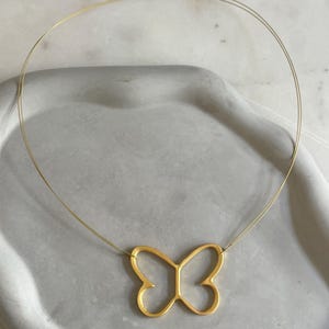Gold Butterfly Choker Necklace: Dainty Minimalist Pendant, Waterproof