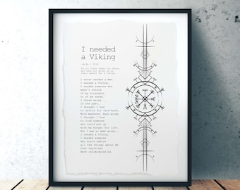Inspirational Woman Quote Print Viking Poem Feminist Home Decor Motivational Poster for Home Office Decor Empowerment Gift for Her