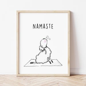 Beruhigende Kinderzimmer Wand Illustration Friedliche Tier Illustration Baby Zimmer Dekor Yoga Thema Poster für Kleinkind Geschenk oder Spielzimmer