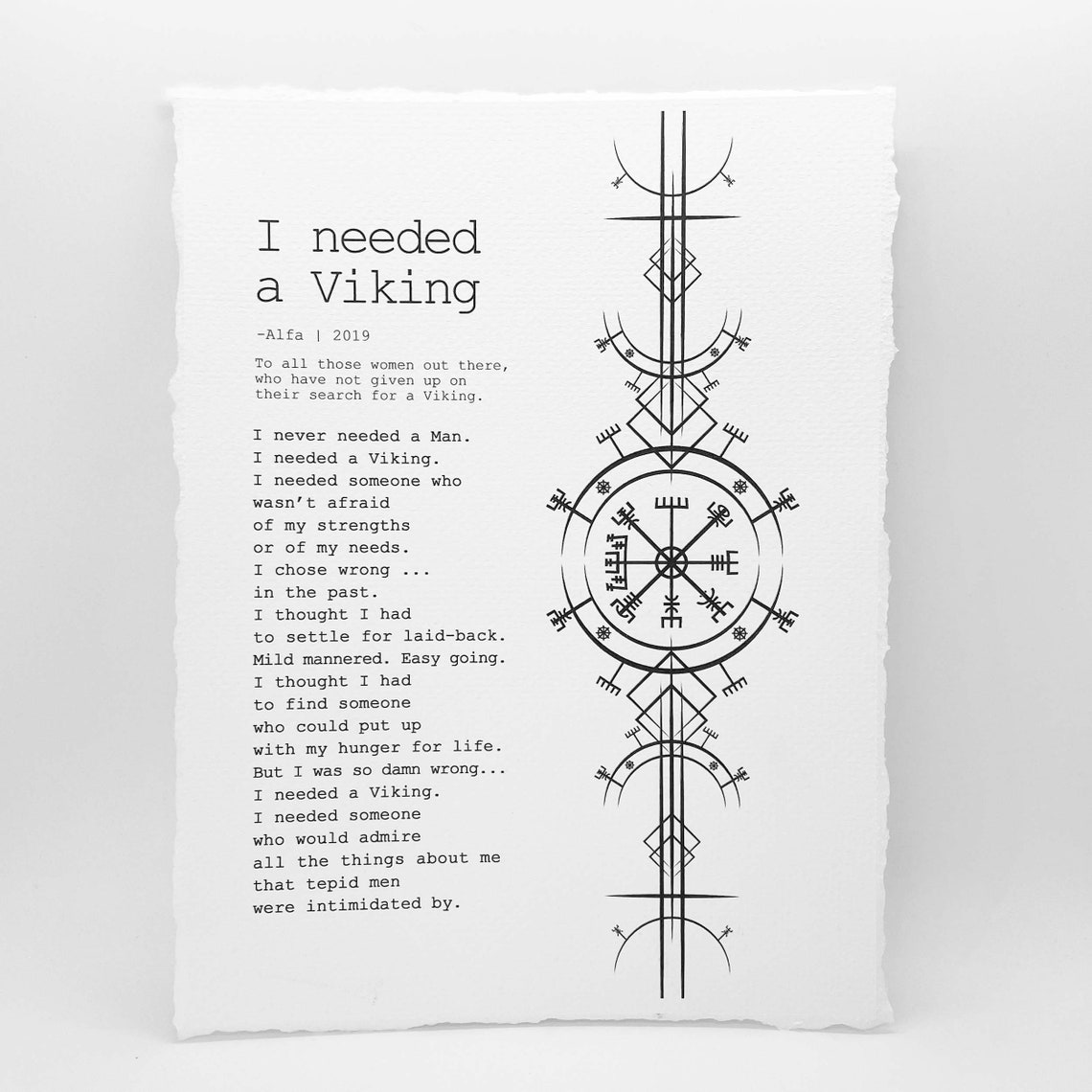 Motivational Poem I Needed a Viking by Alfa Wall Art Etsy