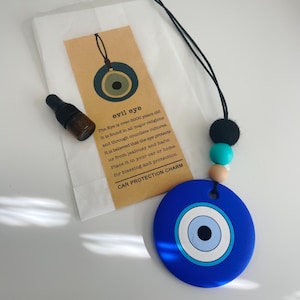 Evil Eye Car Charm: Silicone Diffuser for Aromatherapy, Rearview Mirror Decor