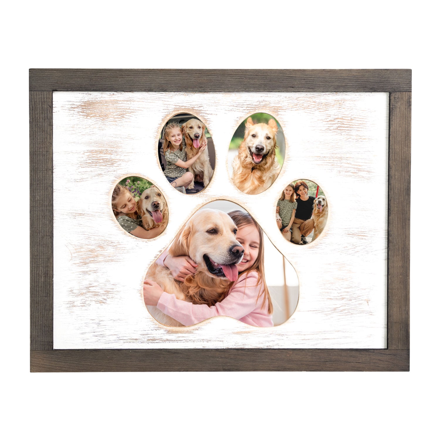 Dog Picture Frame - Paw Print Frame Pet Memorial Frame - Picture Frame Collage - Dog Lover Gifts - Dog Mom - Personalized Dog Picture Frame