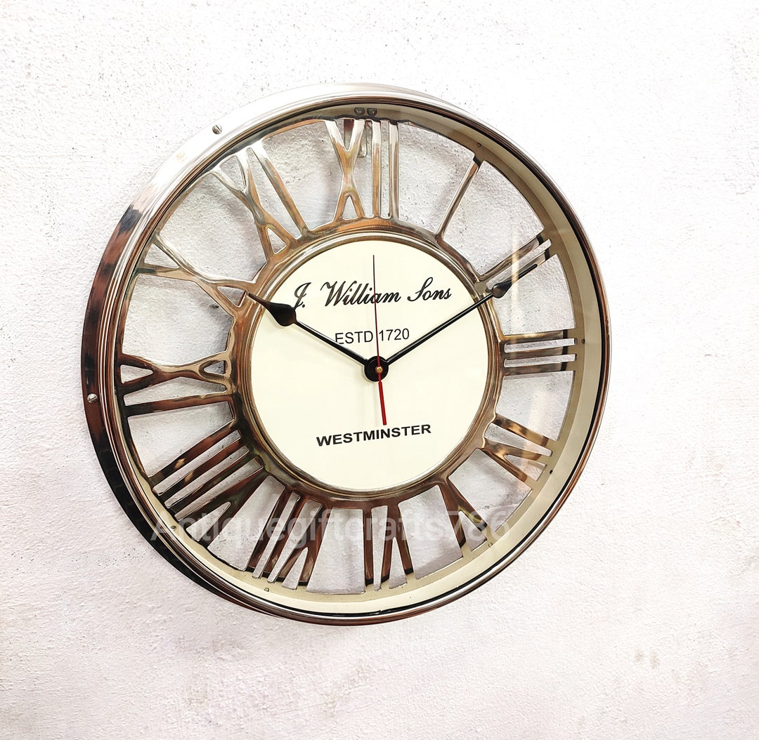 Nautiacal Large Metal Cast Wall Clock Cast Aluminum Numerals Authentic