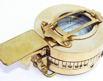 3" Maritime Polished Brass Nautical British Prismatic Military Pocket Compass