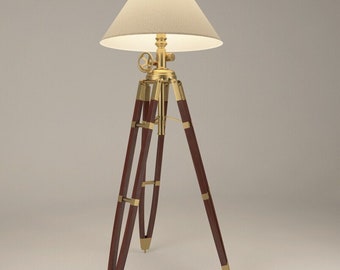 Marine Nautical Royal Big Tripod Floor Brown Lamp Wooden Lamp Tripod