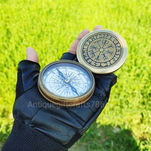 Personalized Nordic Compass, Viking Vegvisir Engraved Compass, Norse Mythology Compass, Working Compass, Anniversary Gift, Christmas Gift
