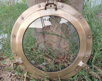 Antique Brass Nautical Maritime Ship Boat Window & Wall Mirror Porthole ~ Home Decor Gift