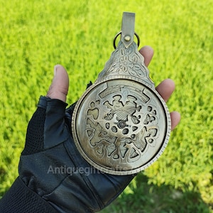 Astrolabio grabado con acabado en latón antiguo personalizado, calendario islámico árabe, estilo globo, calendario astrolabio islámico de latón, regalo