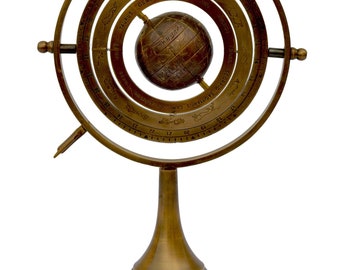 Brass Celestial Globe Armillary Globe Showpiece, Brass Armillary Sphere Decor, Nautical Brass Decor Christmas gift