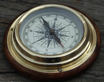 Antique Brass Magnifying/Navigational/Magnetic 6" Sailing Ship/Boat Desk Compass Gift Anniversary gift,