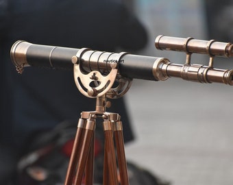 Working Telescope Nautical Floor Standing Brass Telescope With Wooden Tripod Stand Christmas Gift