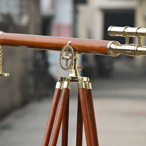 Nautical Brass 39 Inch Telescope With Wooden Tripod Stand Antique Nautical Floor Home Decor Gift For Christmas