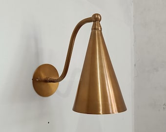 Italian Brass Wall Sconce: Mid Century Modern Bathroom Light Fixture