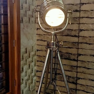 Royal Master Spotlight Nautical Search Light Chrome Tripod Floor Lamp Home Decor