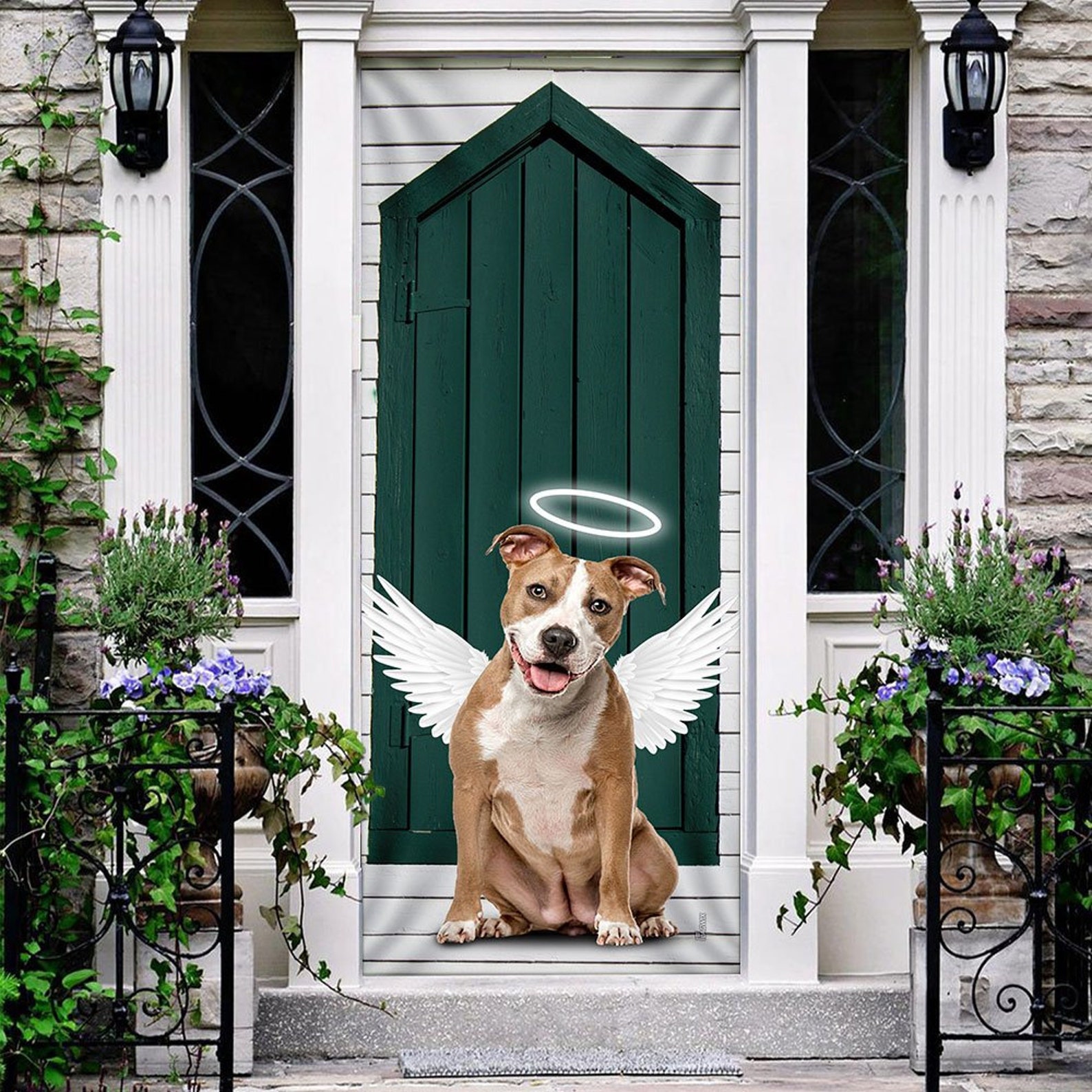 Angel Pit Bull Dog Door Cover Jesus Door CoverChristmas Door Etsy