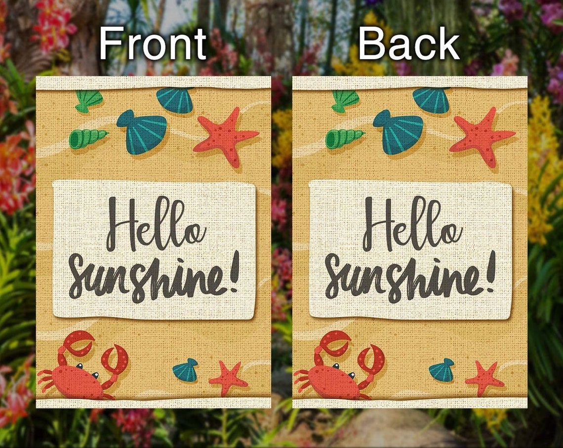 Hello Sunshine Garden Flag Summer Sea Vertical Double Sided | Etsy