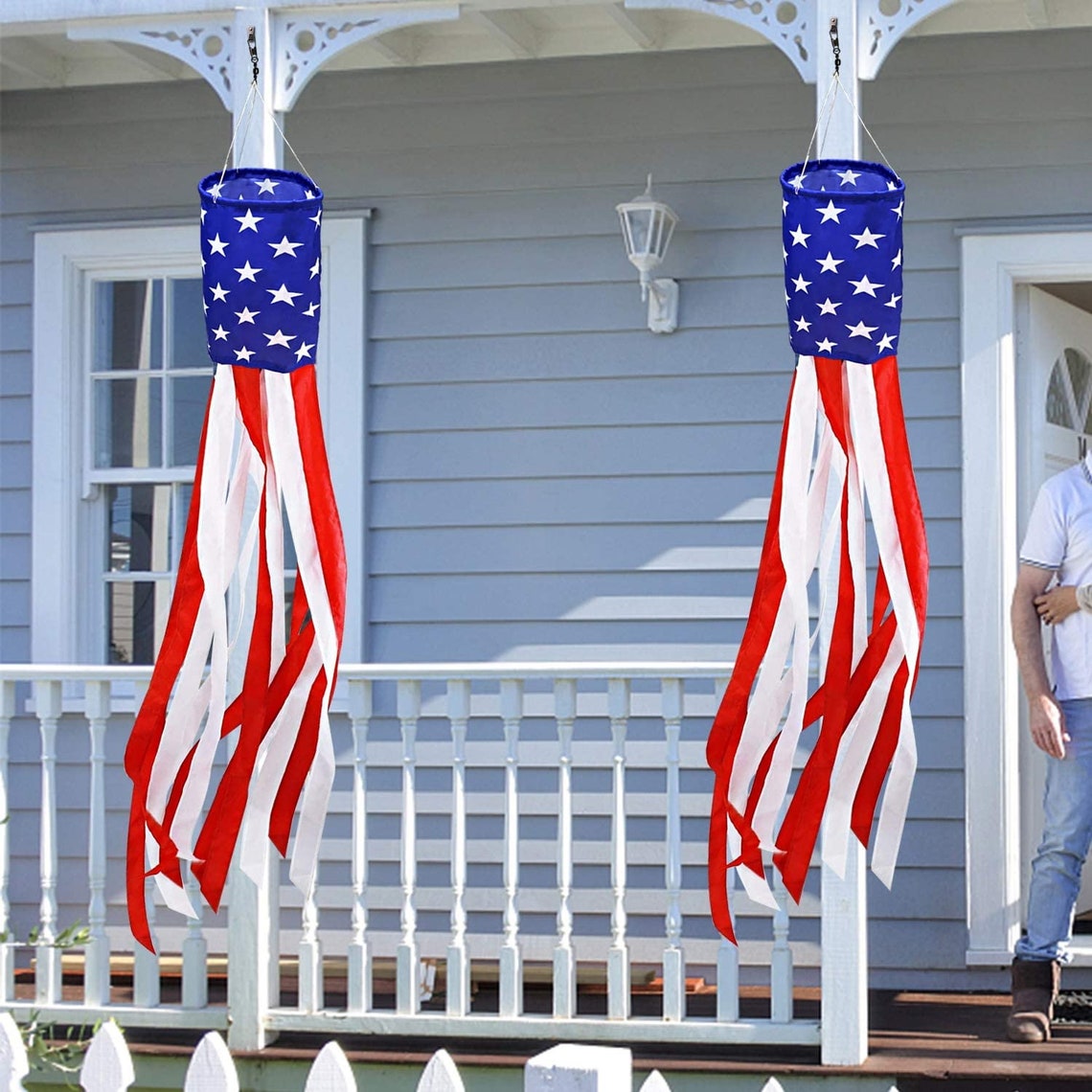 American Flag Windsock 2 Pack Windsock Outdoor Hanging 4th Etsy